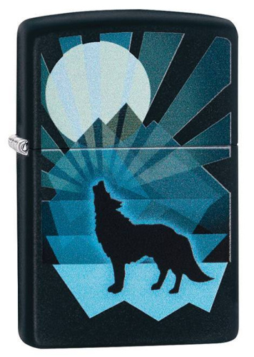 499 ZIPPO ЗажигалкаWolf and Moon с покрытием Black Matte